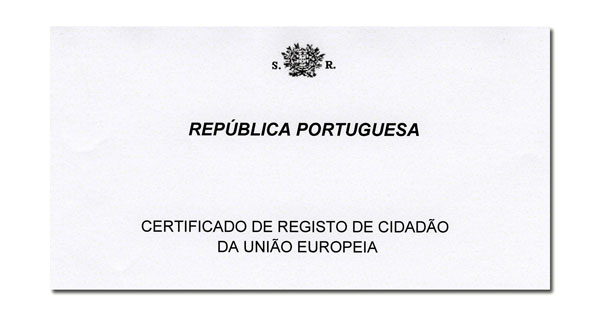 documenti residenza portogallo REGISTO DE CIDADÃO DA UNIÃO EUROPEIA