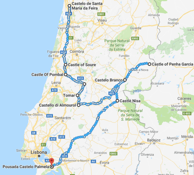 castelli del portogallo portogallo in auto